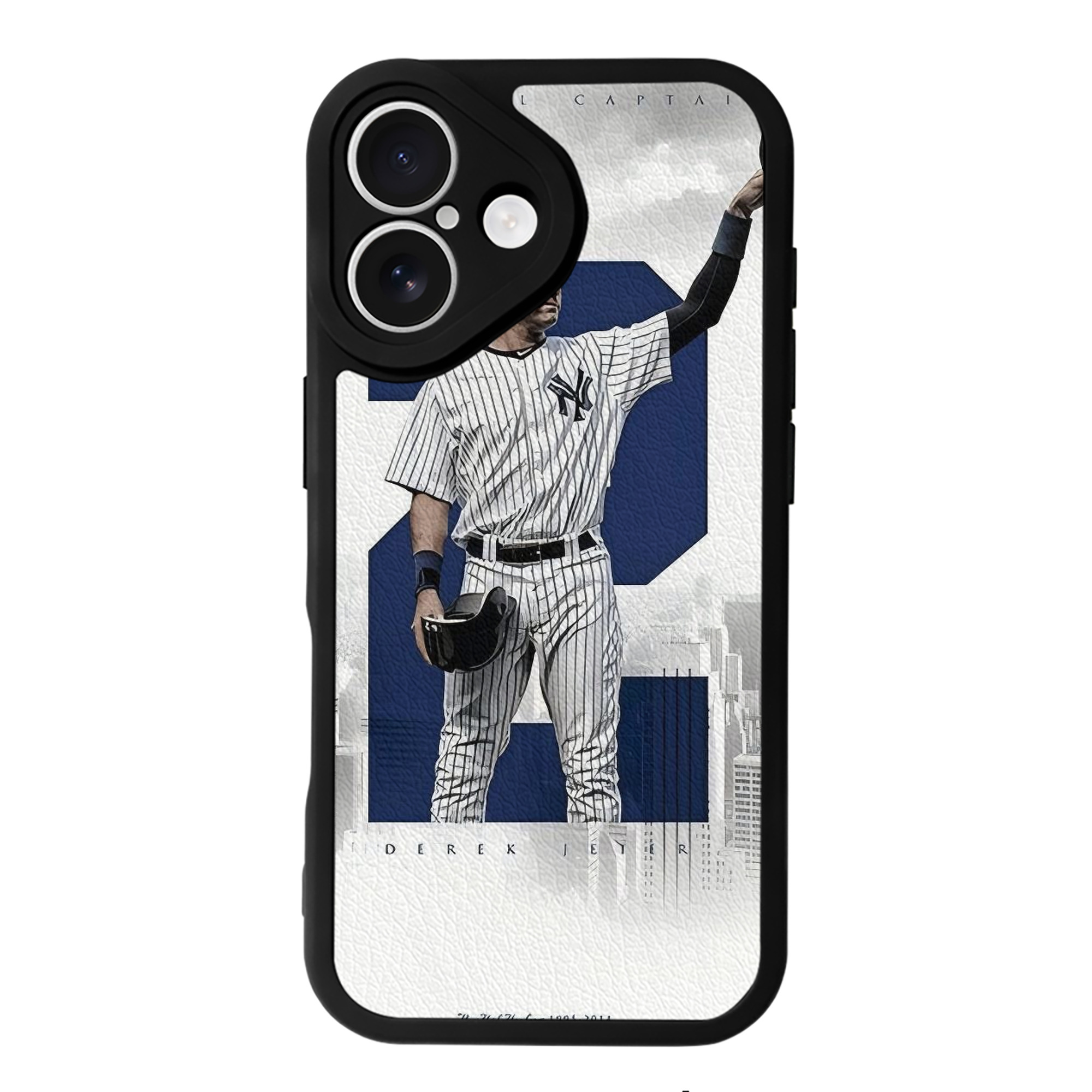 Derek Jeter 110 IPhone 16 Silicone Leather Case – UV Print, Lambskin Texture – Perfect Fit, Wireless Charging Compatible, Scratch Resistant, Precise Cutouts – Stylish Protection For IPhone 16